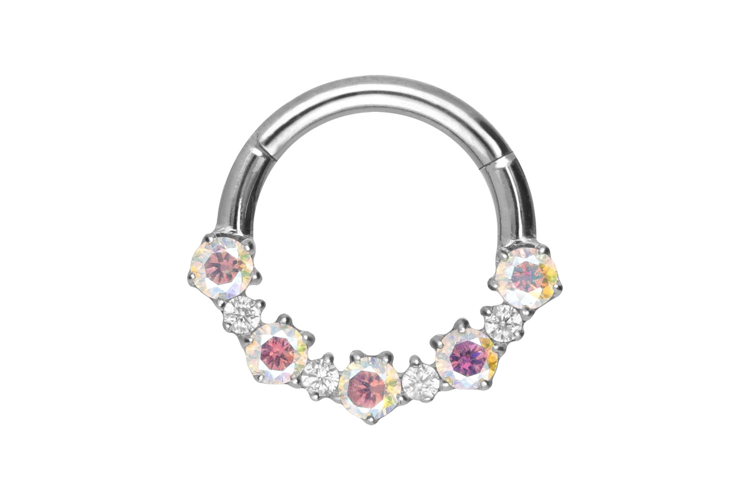 Titan Segmentring Clicker Piercing EINGEFASSTE KRISTALLE